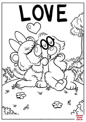 Köpek boyama sayfası, Dog coloring page, , dogs dogs couple in love 