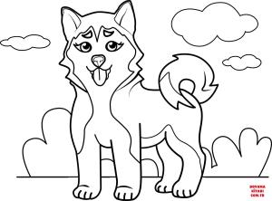 Köpek boyama sayfası, Dog coloring page, , dogs husky puppy 