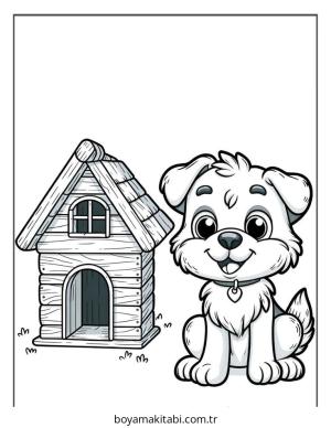 Köpek boyama sayfası – çocuk aktivitesi, PDF indir