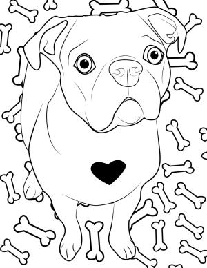 Köpek boyama sayfası, Dog coloring page, Kemikleri olan Köpek, 