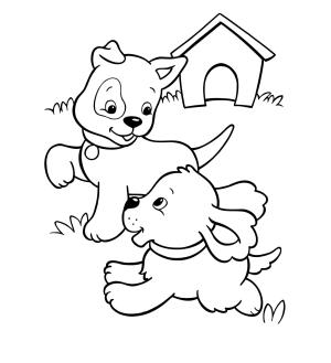 Köpek boyama sayfası, Dog coloring page, İki Yavru Köpek Çiz, 