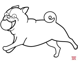 Köpek boyama sayfası, Dog coloring page, , dogs funny pug playing ball 