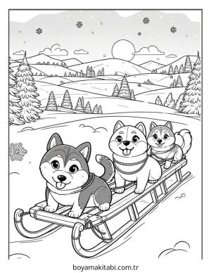 Köpek boyama sayfası – çizgi film temalı, basit çizim