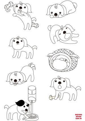 Köpek boyama sayfası, Dog coloring page, , dogs set of cute puppies 