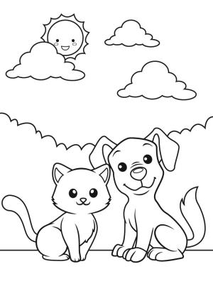 Köpek boyama sayfası, Dog coloring page, Köpek ve Kedi, 