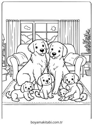 Köpek boyama sayfası – basit çizim, kolay boyama