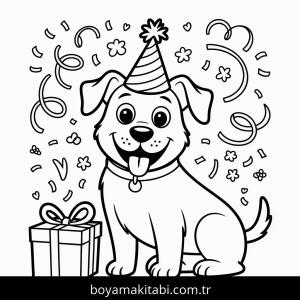 Köpek boyama sayfası – el becerilerini geliştirir, boyama çalışması