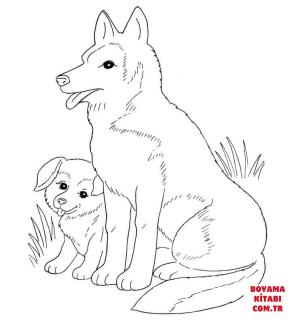 Köpek boyama sayfası, Dog coloring page, , dogs dog mother and puppy 