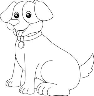 Köpek boyama sayfası, Dog coloring page, Eğlenceli Köpek Oturma, 