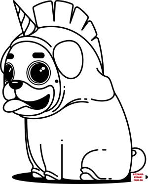 Köpek boyama sayfası, Dog coloring page, , dogs pugicorn 