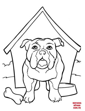 Köpek boyama sayfası, Dog coloring page, , dogs bulldog is in the kennel 