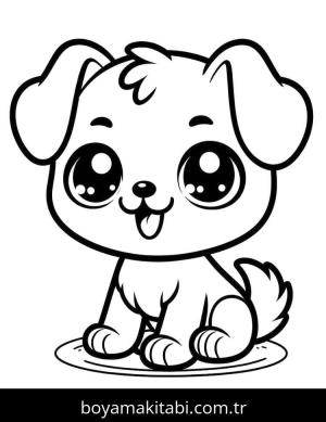 Köpek boyama sayfası – çizgi film temalı, basit çizim