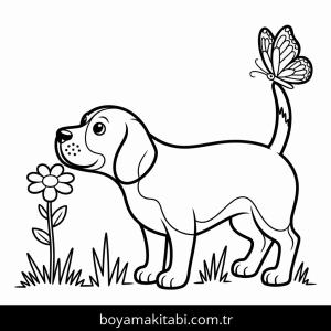 Köpek boyama sayfası – basit çizim, kolay boyama