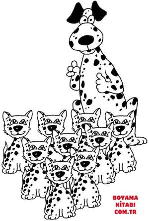 Köpek boyama sayfası, Dog coloring page, , dogs dalmatian with puppies 