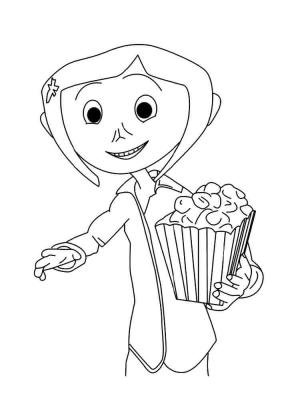 Koralin boyama sayfası,  coloring page, Coraline Ve Patlamış Mısır, 