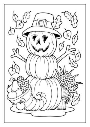 Korkuluğu boyama sayfası,  coloring page, Yapraklı Kabak Korkuluk, 