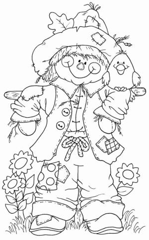 Korkuluğu boyama sayfası,  coloring page, Sevimli Korkuluk, 