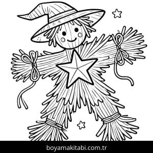 Korkuluk boyama sayfası – kolay boyama, eğitici aktivite