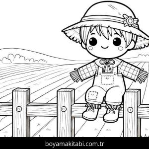 Korkuluk boyama sayfası – boyama etkinliği, çocuk aktivitesi