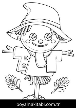 Korkuluk boyama sayfası – çizgi film temalı, basit çizim