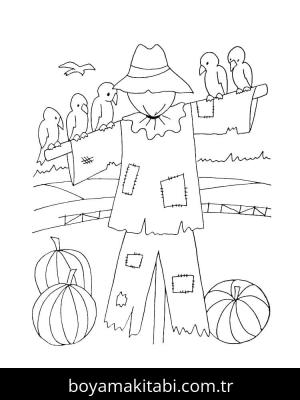 Korkuluk boyama sayfası – okul öncesi, evde etkinlik