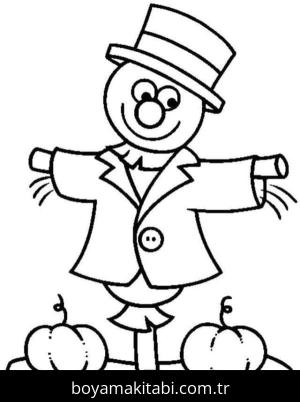 Korkuluk boyama sayfası – sevimli karakter, sanatsal çalışma