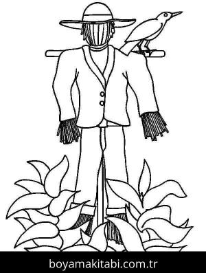 Korkuluk boyama sayfası – okul öncesi, evde etkinlik