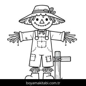 Korkuluk boyama sayfası – basit çizim, kolay boyama