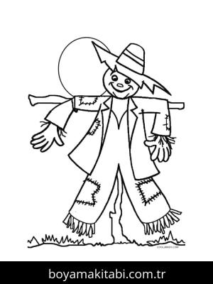 Korkuluk boyama sayfası – çocuklar için, çizgi film temalı