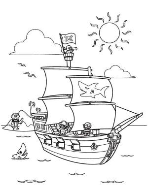 Korsan Gemisi boyama sayfası,  coloring page, Sevimli Korsan Gemisi, 