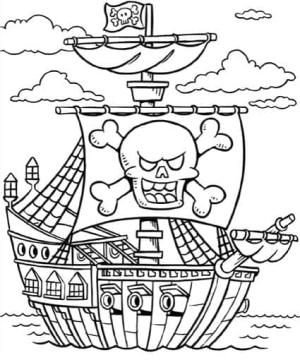 Korsan Gemisi boyama sayfası,  coloring page, Komik Korsan Gemisi, 