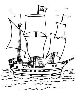 Korsan Gemisi boyama sayfası,  coloring page, Korsan Gemisi Sevimli Baskı, 