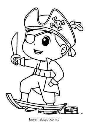 Korsan boyama sayfası – basit çizim, kolay boyama