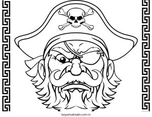 Korsan boyama sayfası – çizgi film temalı, basit çizim
