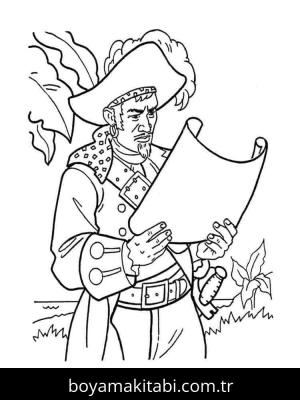 Korsan boyama sayfası – çocuklar için, çizgi film temalı