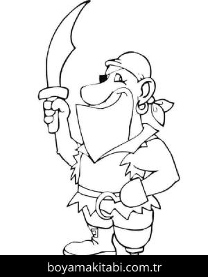 Korsan boyama sayfası – çocuklar için, çizgi film temalı