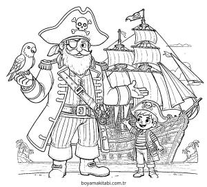 Korsan boyama sayfası – okul öncesi, evde etkinlik