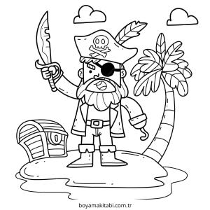 Korsan boyama sayfası – çocuklar için, çizgi film temalı