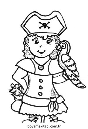 Korsan boyama sayfası – PDF indir, sevimli karakter
