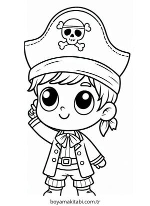 Korsan boyama sayfası – basit çizim, kolay boyama