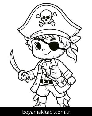 Korsan boyama sayfası – basit çizim, kolay boyama