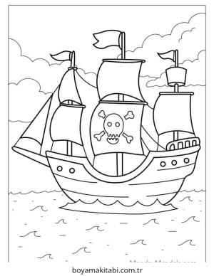 Korsan boyama sayfası – çocuklar için, çizgi film temalı
