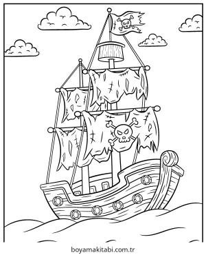 Korsan boyama sayfası – eğlenceli etkinlik, el becerilerini geliştirir