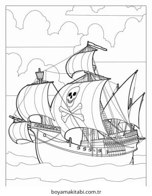 Korsan boyama sayfası – sevimli karakter, sanatsal çalışma