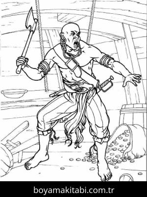 Korsan boyama sayfası – okul öncesi, evde etkinlik