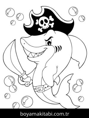 Korsan boyama sayfası – eğlenceli etkinlik, el becerilerini geliştirir