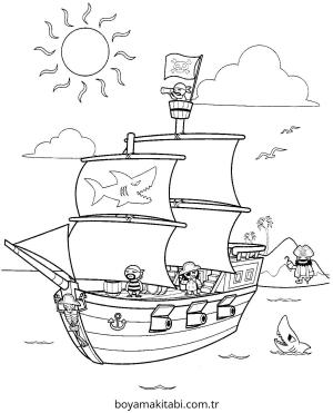 Korsan boyama sayfası – eğlenceli etkinlik, el becerilerini geliştirir
