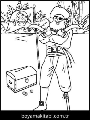 Korsan boyama sayfası – sevimli karakter, sanatsal çalışma