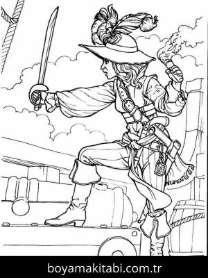 Korsan boyama sayfası – okul öncesi, evde etkinlik