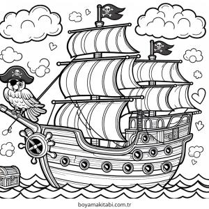 Korsan boyama sayfası – çocuk aktivitesi, PDF indir